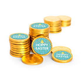 Easter Blue Chick Chocolate Coins with Stickers (84 Pack)