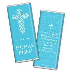 Personalized Easter Blue Cross Chocolate Bar & Wrapper