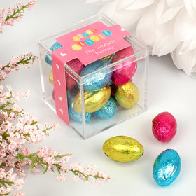Personalized Easter Egg Party JUST CANDY® favor cube with Palmer Easter Eggs