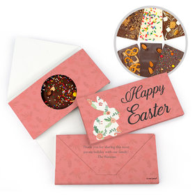Personalized Easter Floral Bunny Gourmet Infused Belgian Chocolate Bars (3.5oz)
