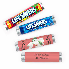 Personalized Easter Floral Bunny Lifesavers Rolls (20 Rolls)