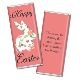 Personalized Easter Floral Bunny Chocolate Bar & Wrapper (3oz Bar)