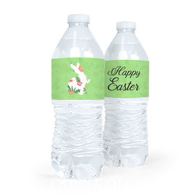 Personalized Easter Floral Bunny Water Bottle Sticker Labels (5 Labels)