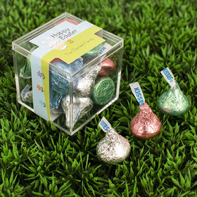 Personalized Easter Bunny and Chick Peeps JUST CANDY® favor cube with Hershey's Kisses