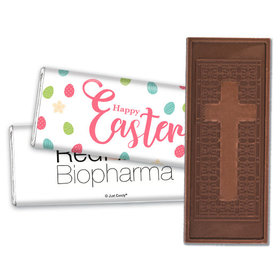 Add Your Logo Easter Eggs & Flowers Embossed Chocolate Bar & Wrapper