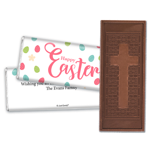 Personalized Easter Eggs & Flowers Embossed Chocolate Bar & Wrapper