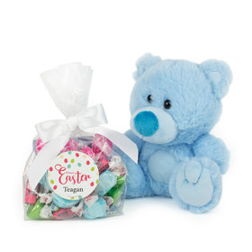 Personalized Colorful Easter Candy Goodie Bag and Bear