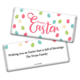 Personalized Easter Eggs & Flowers Chocolate Bar & Wrapper