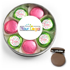 Add Your Logo Easter Eggs & Flowers Chocolate Covered Oreo Cookies Extra-Large Plastic Tin