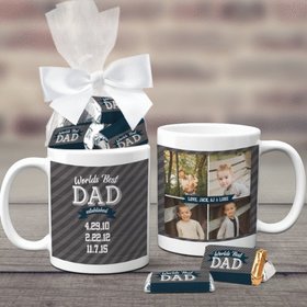 Father's Day Gifts Personalized 11oz Coffee Mug with approx. 24 Wrapped Hershey's Miniatures - Established Dad