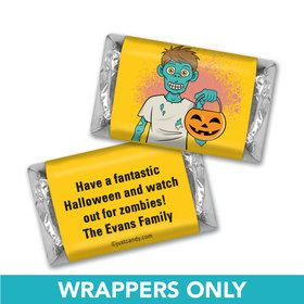 Halloween Personalized Hershey's Miniatures Wrappers Trick or Treat Zombie