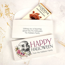 Deluxe Personalized Halloween Floral Skull Godiva Chocolate Bar Gift Box