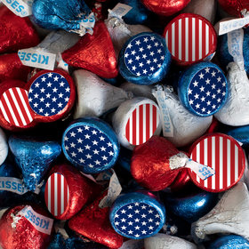 Assembled Patriotic Hershey's Kisses Candy 100ct and Stars & Stripes Stickers 100ct