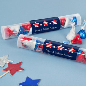 Patriotic Gumball Tube with Stars & Stripes Hershey's Kisses