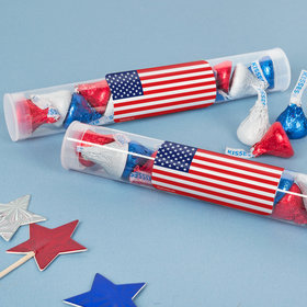 American Flag Tube with Patriotic Hershey's Kisses
