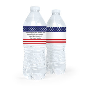Personalized Independence Day American Flag Water Bottle Labels (5 Labels)