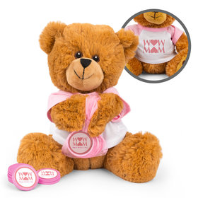 Mother's Day Heart Teddy Bear with Chocolate Coins in XS Organza Bag