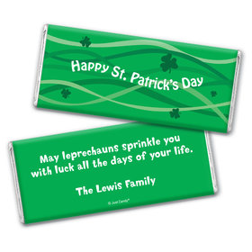 St. Patrick's Day Personalized Chocolate Bar Wrappers Ribbons and Clover