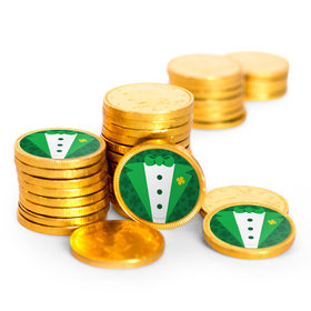 St. Patrick's Day Tux Chocolate Coins with Stickers (84 Pack)
