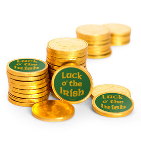 St. Patrick's Day Gold Chocolate Coins with Stickers (84 Pack)