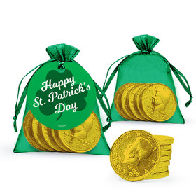St. Patrick's Day Clovers Extra Small Organza Bag of Gold Chocolate Coins