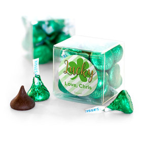 Personalized St. Patrick's Day Stripes Hershey's Kisses Clear Gift Box