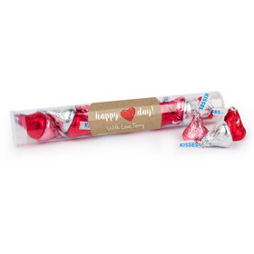 Personalized Valentine's Day Drawn Heart Gumball Tube with Hershey's Kisses