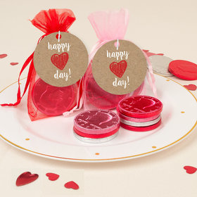 Valentine's Day Red Heart Chocolate Coins in XS Organza Bags