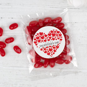 Personalized Valentine's Day Valentine Hearts Candy Bags with Jelly Belly Jelly Beans