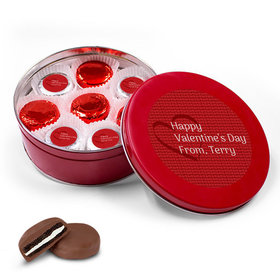 Personalized Valentine's Day Pattern Red Tin with 16 Chocolate Covered Oreo Cookies