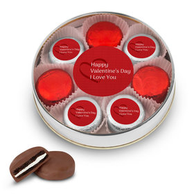 Valentine's Day Hearts Silver Large Plastic Tin with 8 Chocolate Covered Oreo Cookies