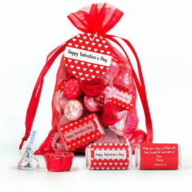 Personalized Red Medium Organza Bag Little Hearts Valentine's Day Hershey's Mix