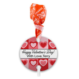 Personalized Valentine's Day Love Pop Art Hearts Dum Dums with Gift Tag (75 pops)