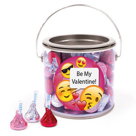 Happy Valentine's Day Emoji Hershey's Kisses Silver Paint Can