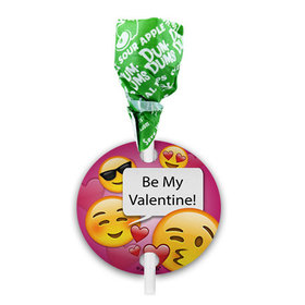 Valentine's Day Emoji Dum Dums with Gift Tag (75 pops)