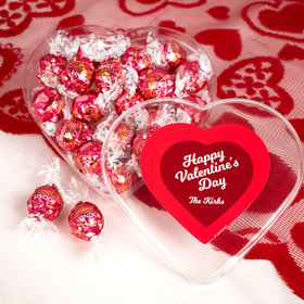 Personalized Valentine's Day Script Heart Clear Heart Box with Lindor Truffles