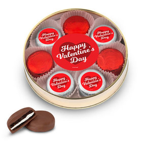 Valentine's Day Script Heart Gold Large Plastic Tin - 8 Chocolate Covered Oreo Cookies