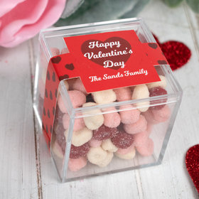 Personalized Valentine's Day Script Heart JUST CANDY® favor cube with Jelly Belly Petite Sour Hearts