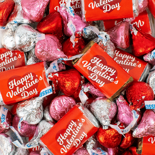 Valentine's Day Script Heart - Hershey's Miniatures and Kisses 2lb Bag