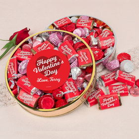 Personalized Valentine's Day Script Large Plastic Tin with Hershey's Mix