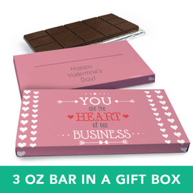 Deluxe Personalized Valentine's Day Heart of Our Business Chocolate Bar in Gift Box (3oz Bar)
