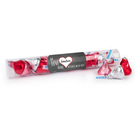 Personalized Valentine's Day Add Your Logo Heart Gumball Tube with Hershey's Kisses
