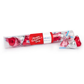 Personalized Valentine's Day Add Your Logo Classic Heart Gumball Tube with Hershey's Kisses