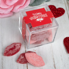 Personalized Valentine's Day Hearts and Hugs JUST CANDY® favor cube with Jelly Belly Smoochi Lips