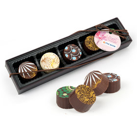 Personalized Valentine's Day Sending Hearts Add Your Logo Gourmet Belgian Chocolate Truffle Gift Box (5 Truffles)