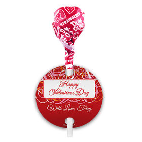 Personalized Valentine's Day Swirls Dum Dums with Gift Tag (75 pops)
