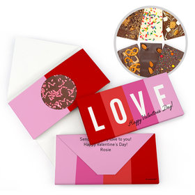 Personalized Valentine's Day Color Block Love Gourmet Infused Belgian Chocolate Bars (3.5oz)