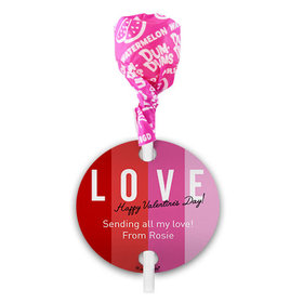 Personalized Valentine's Day Color Block Love Dum Dums with Gift Tag (75 pops)
