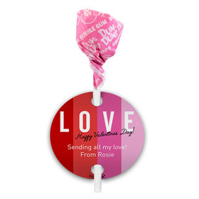 Personalized Valentine's Day Color Block Love Dum Dums with Gift Tag (75 pops)