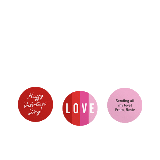 Personalized Valentine's Day Color Block Love 3/4" Stickers for Hershey's Kisses
